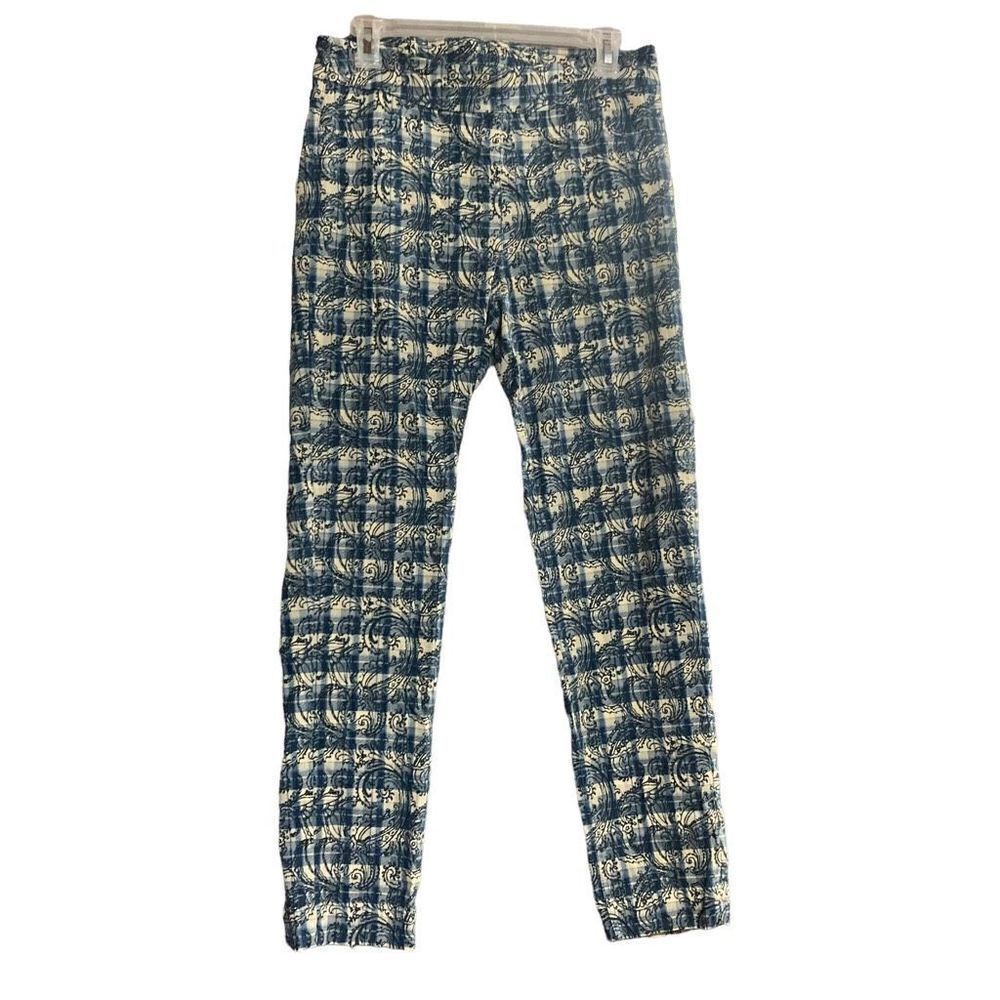 SLIM-SATION Women’s Crop Blu‎ & White Tummy Control Pants Size 12
